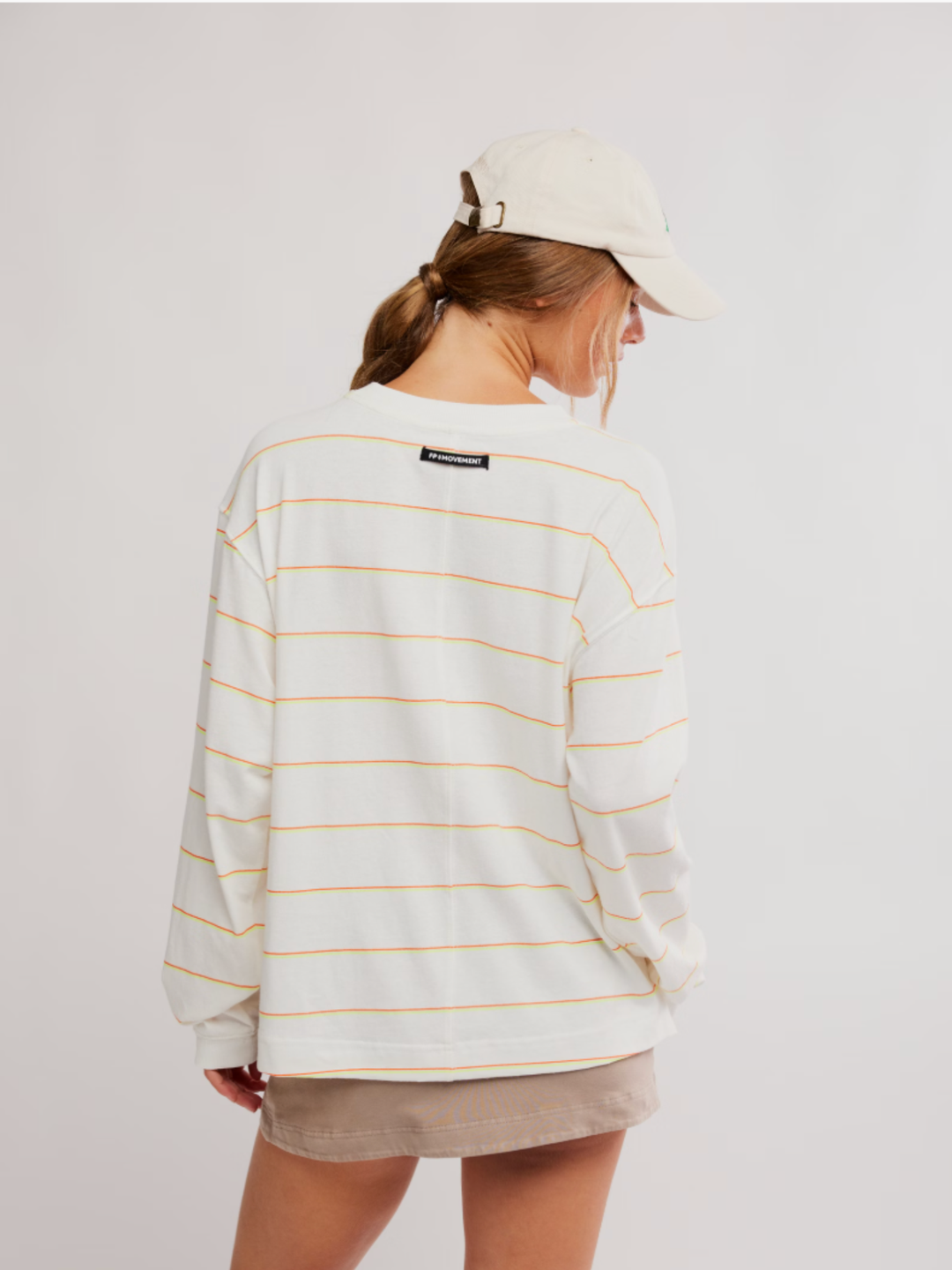 FP Movement Hustle Layer Printed Long Sleeve Top Awning Stripe Peach