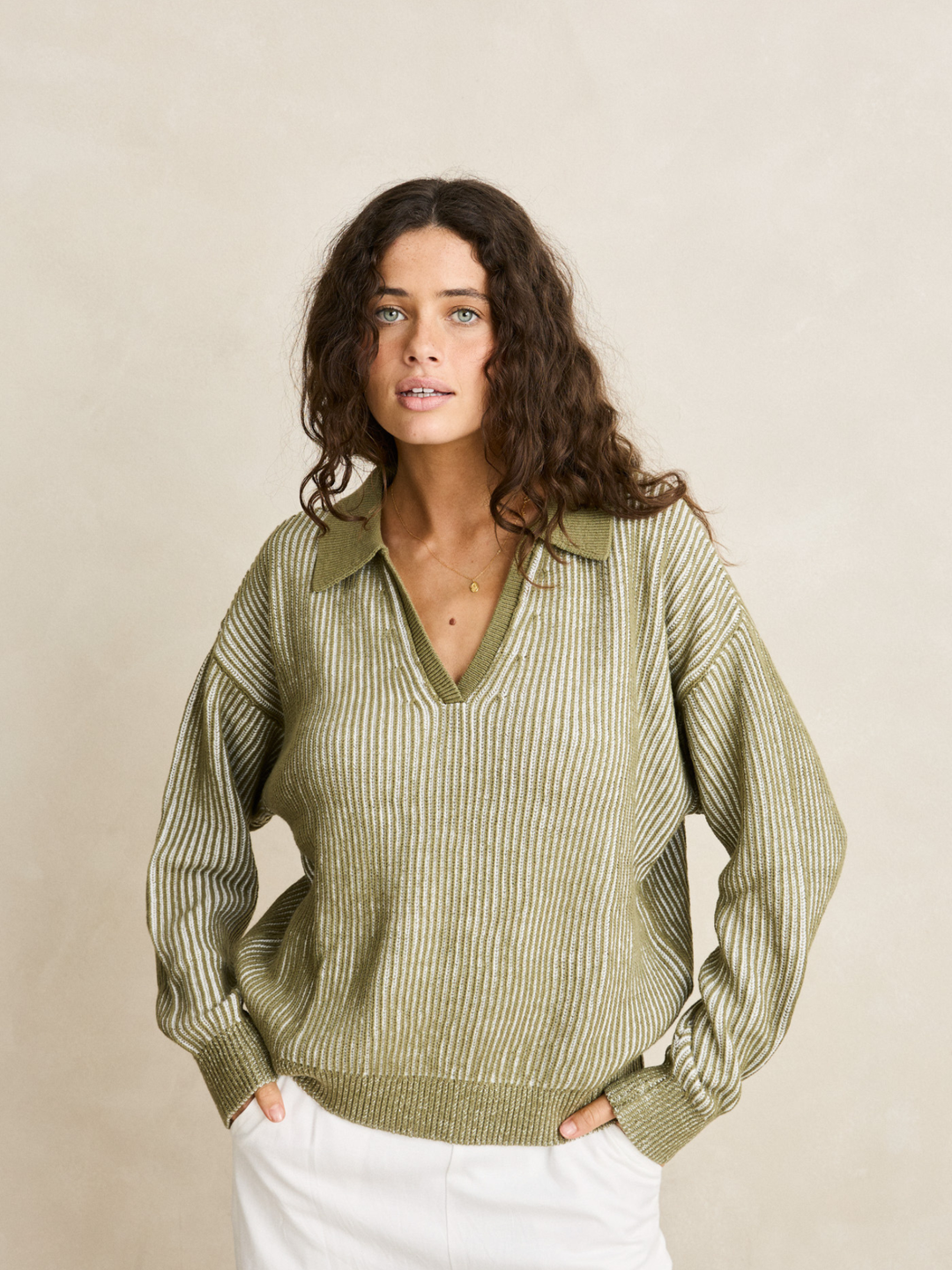 Vista Stripe Collared Jumper