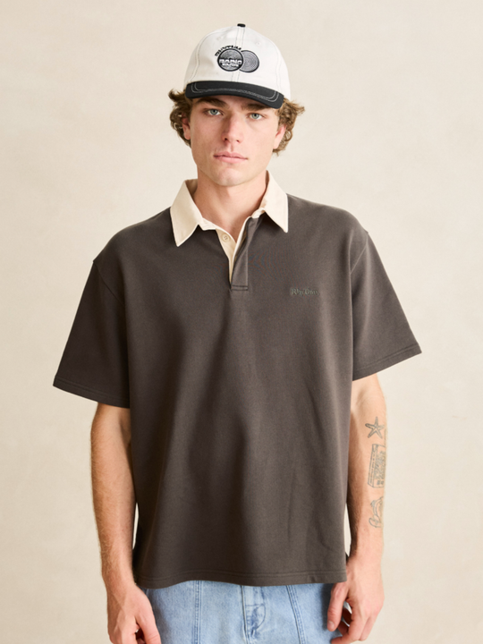 Rhythm Koa Rugby Polo Charcoal
