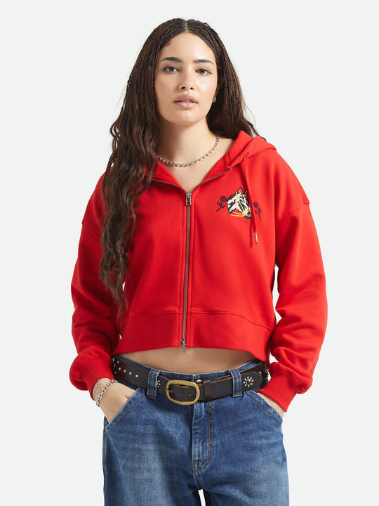 Brixton Trophy Horse Cropped Zip Hoodie