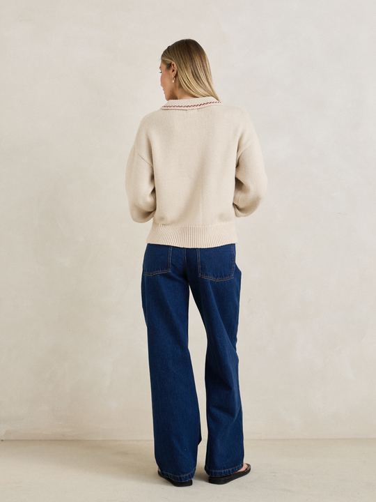 Rhythm Frankie Dual Zip Cardigan Natural 