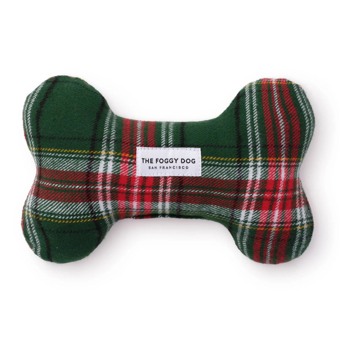 The Foggy Dog Holly Jolly Plaid Flannel Holiday Dog Squeaky Toy The Foggy Dog