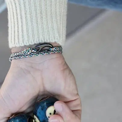 We Are All Smith White + Orange Tactical Cord Bracelet for Men - The Outside Society