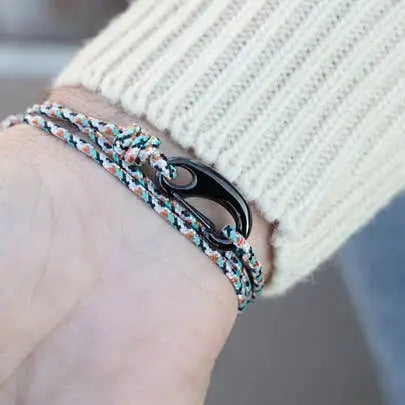 We Are All Smith White + Orange Tactical Cord Bracelet for Men - The Outside Society