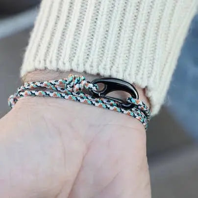 We Are All Smith White + Orange Tactical Cord Bracelet for Men - The Outside Society