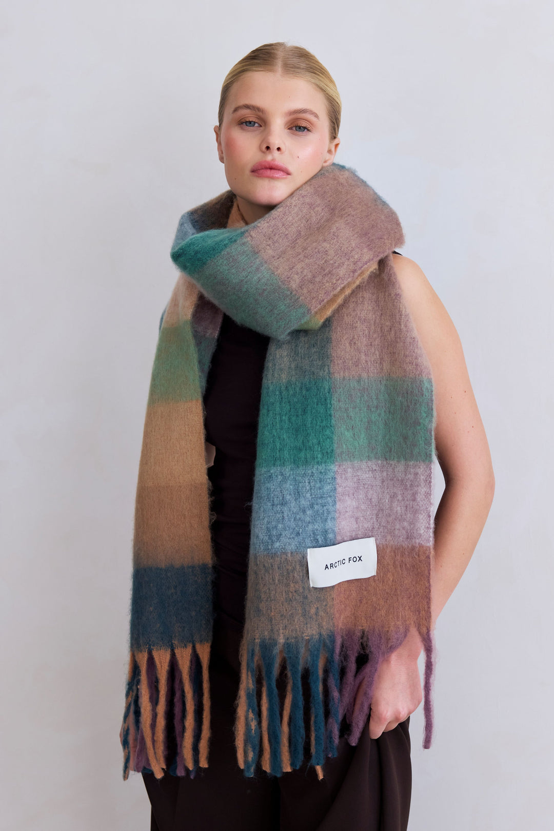 Arctic Fox & Co - The Reykjavik Check Scarf - Purple Check