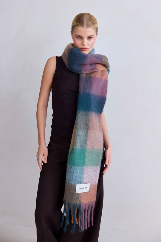 Arctic Fox & Co - The Reykjavik Check Scarf - Purple Check
