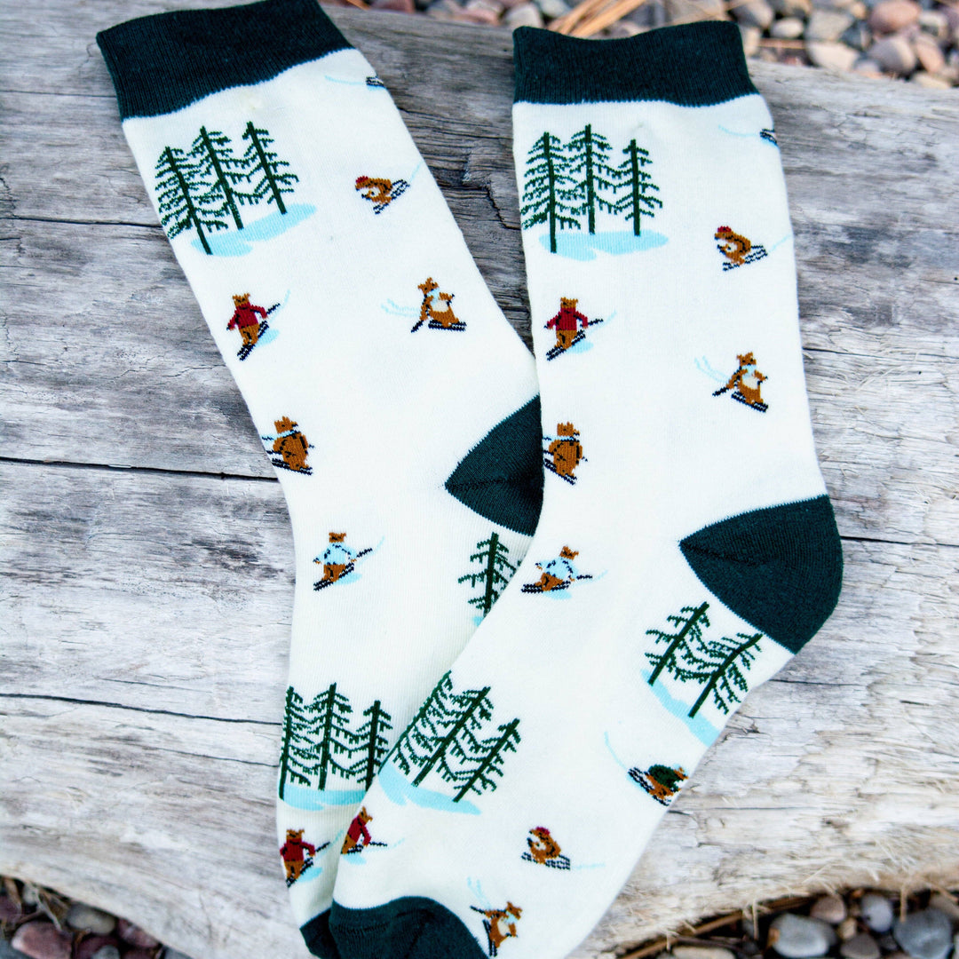 Skiing Bears Socks