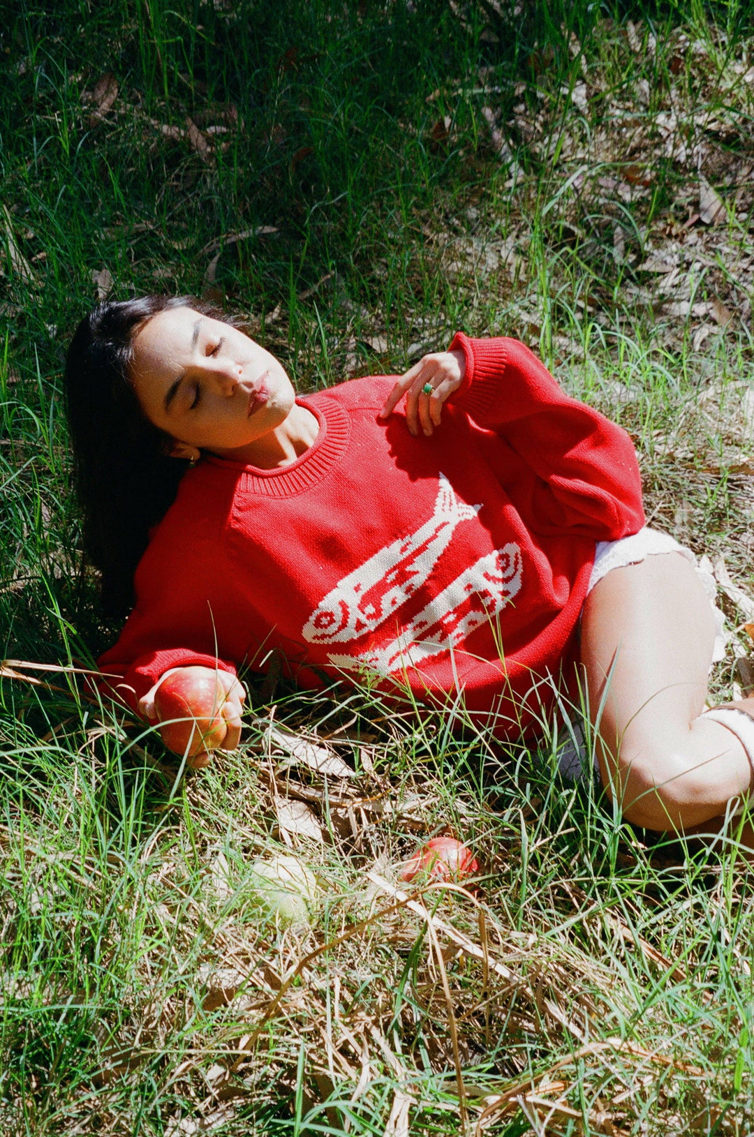 RED COTTON FISH SWEATER