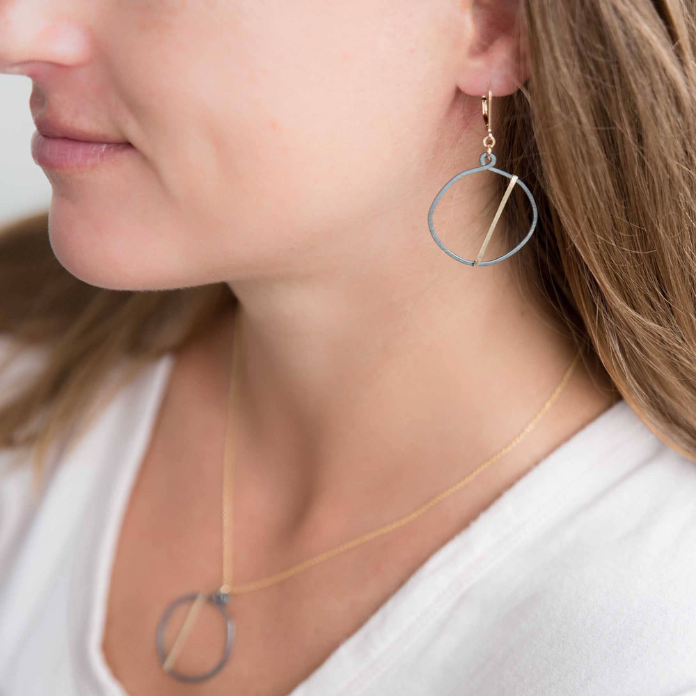 Freshie & Zero Night Optimist Circle Earrings, Black & Gold