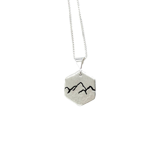 Alison Kelley Designs Sterling Silver Hexagon Mountain Necklace