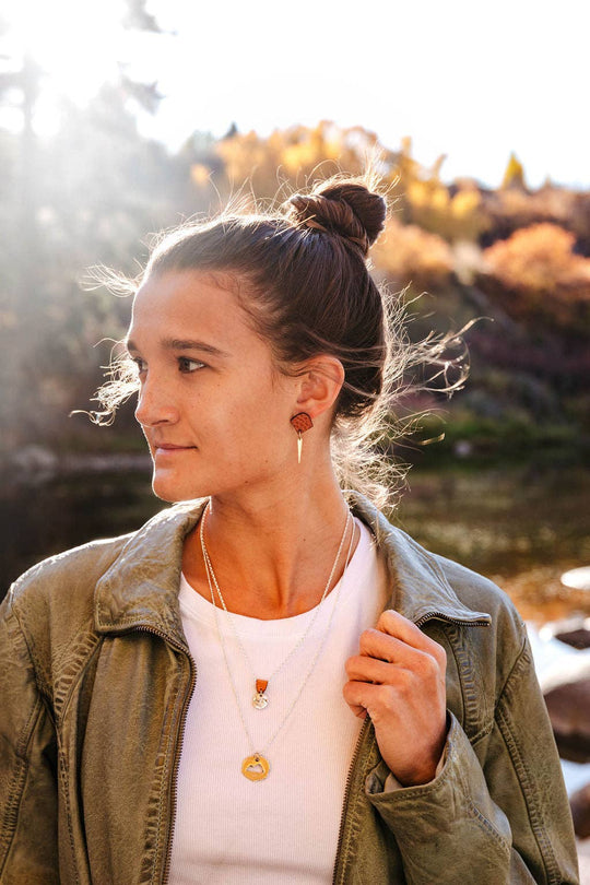 Mini Mountain on Sterling Silver Chain w/ Leather Necklace
