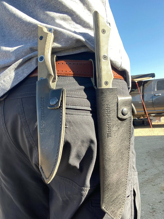 Leather Belt Sheath for Overland Camp Knife 8"