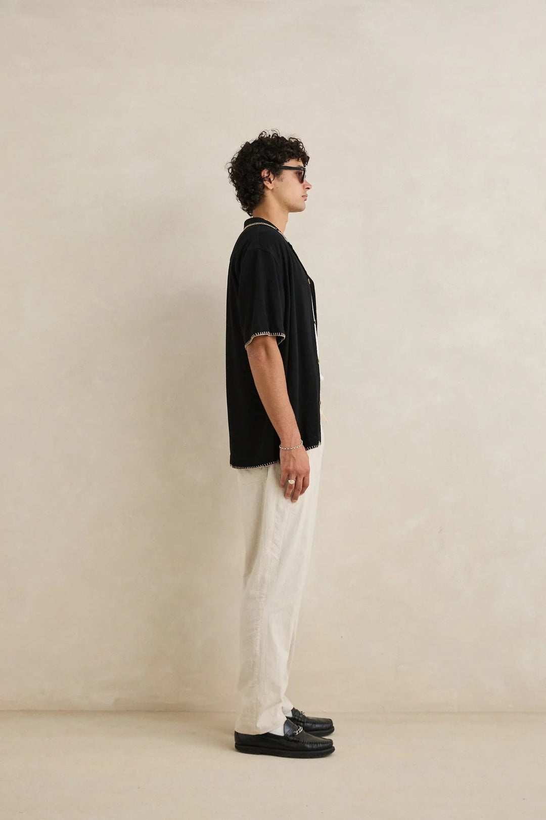 Relaxed Whip Stitch Short Sleeve Shirt