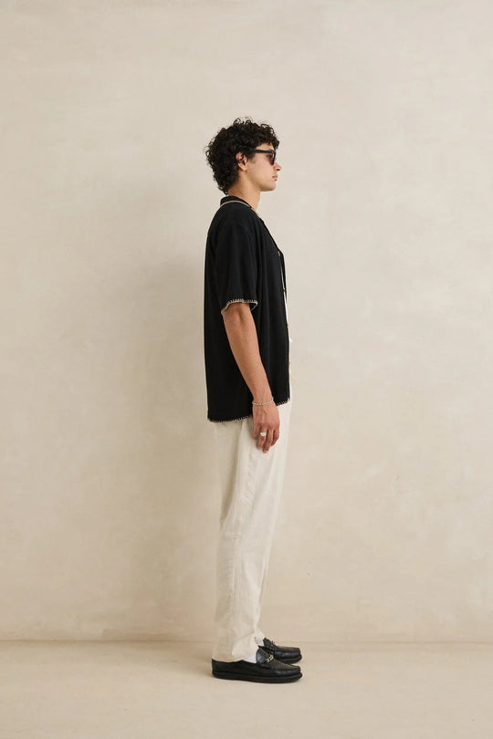 Relaxed Whip Stitch Short Sleeve Shirt
