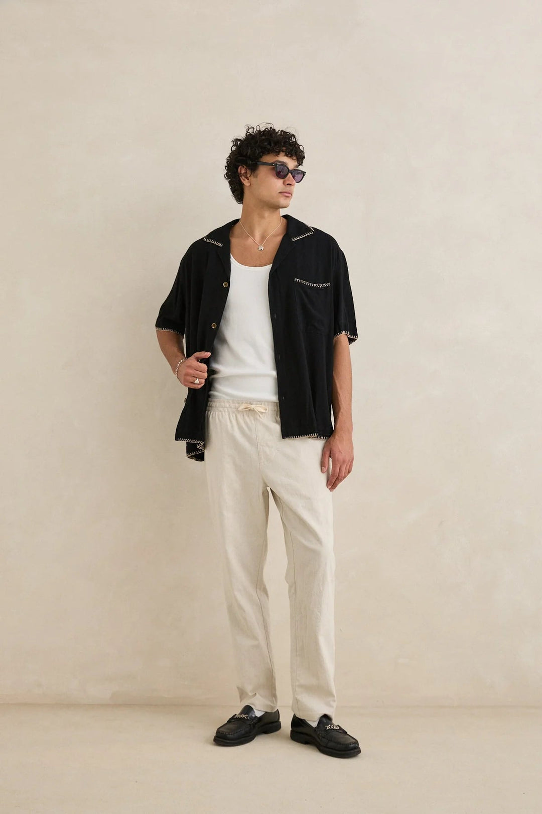 Relaxed Whip Stitch Short Sleeve Shirt