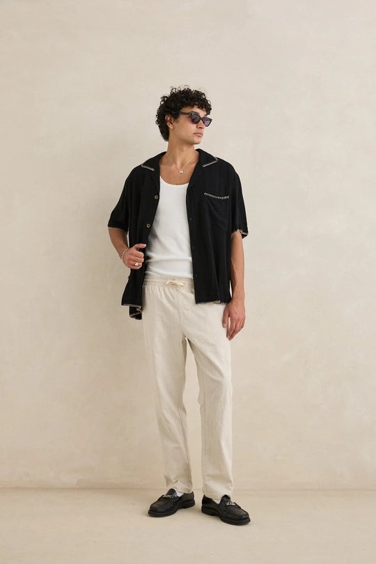 Relaxed Whip Stitch Short Sleeve Shirt